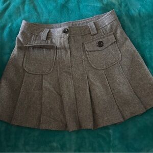 Source Unknown Gray Pleated Mini Skirt with Front Flap Pockets
